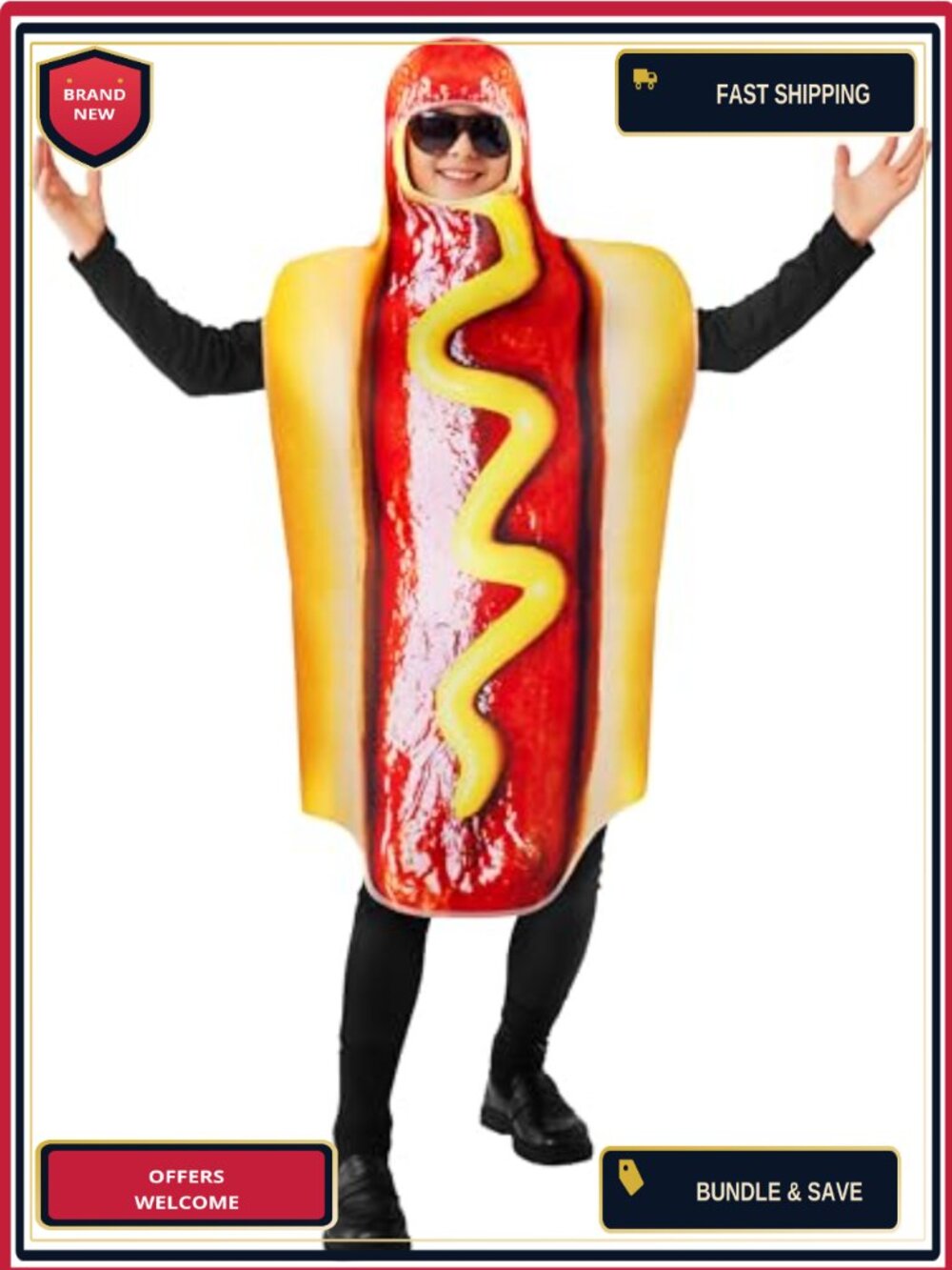 Kids Hot Dog Costume Halloween Dress Up Polyester Unisex